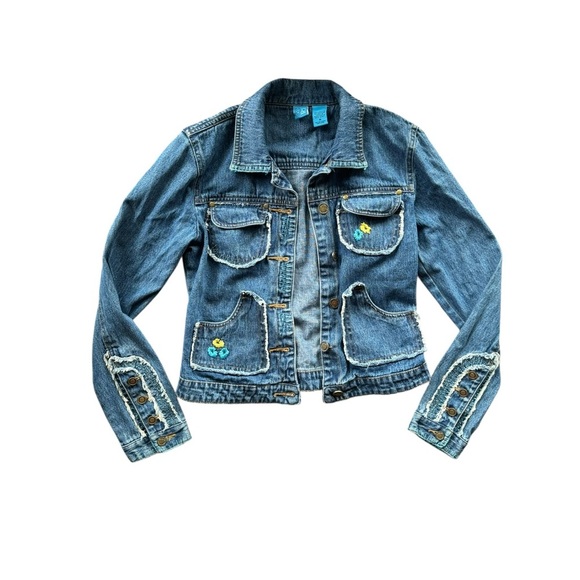 Y2K Floral Stitched Denim Jacket size Medium - Picture 8 of 11